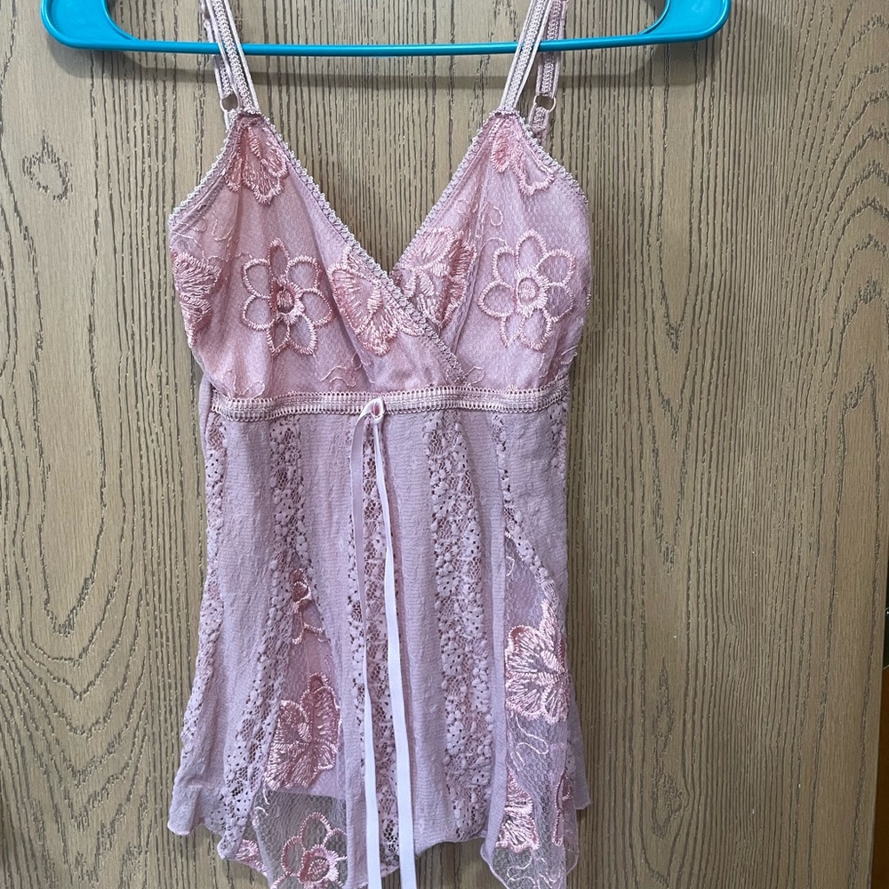 Rue21 Blush Pink Slip Top with Lace Trim